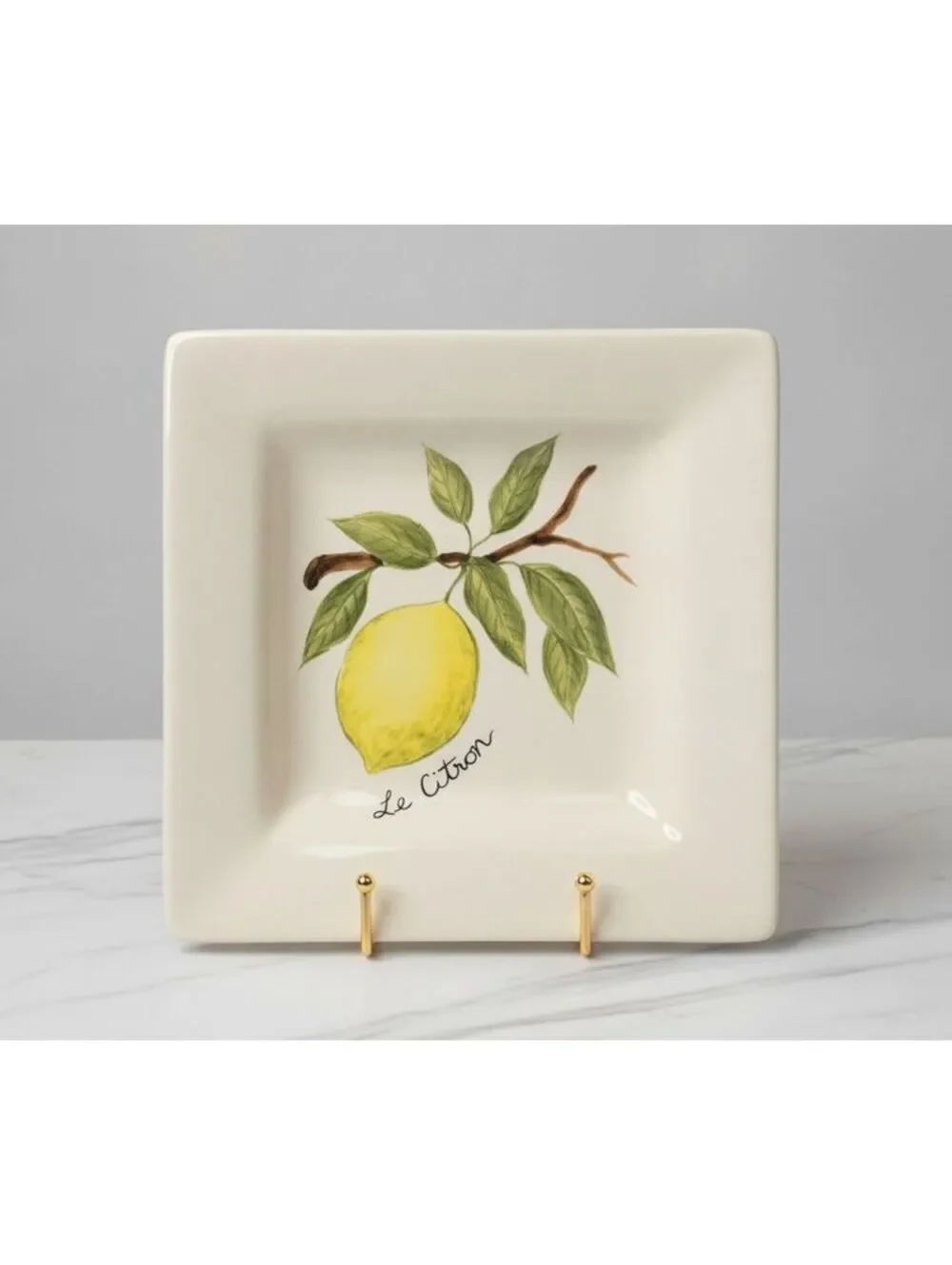 Vintage Hand-Painted Tabletops Lifestyles Lemon Le Fruit Square Salad Plate 8.5